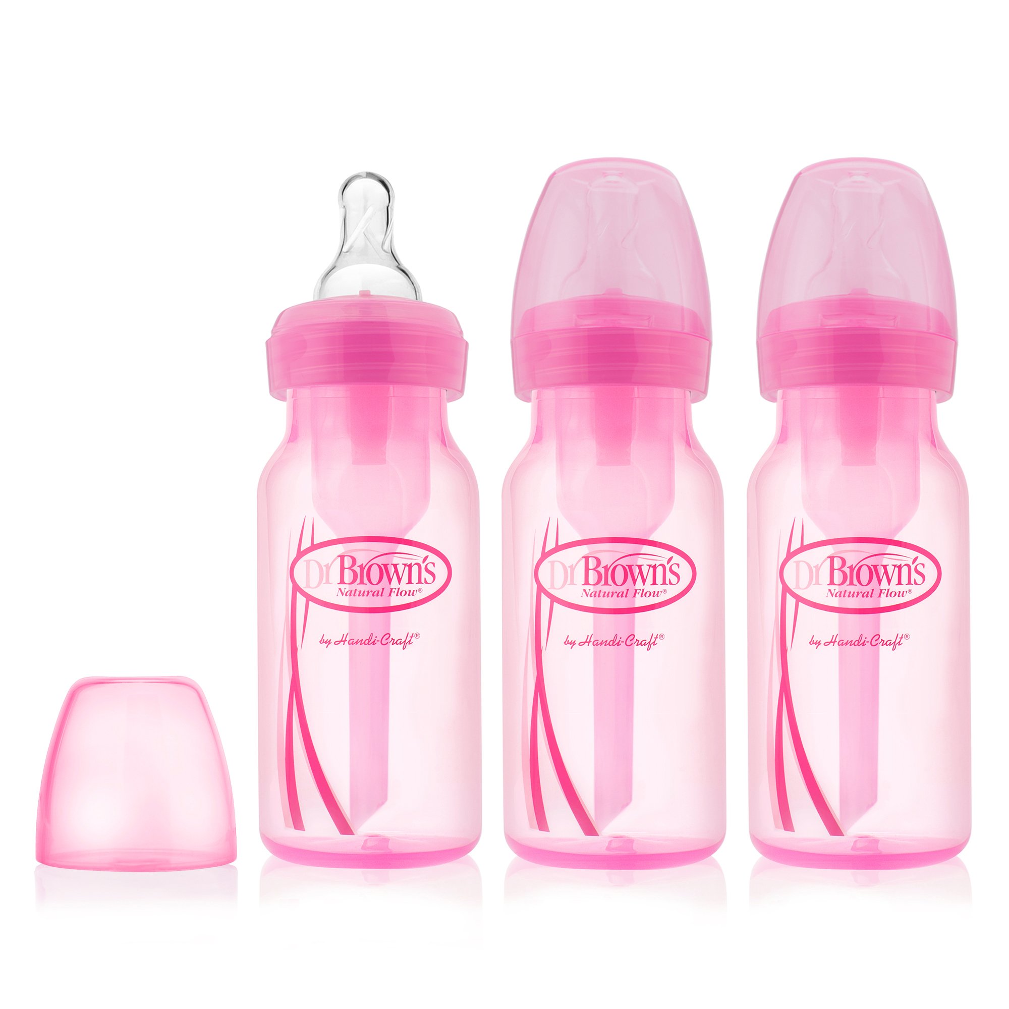 Dr. Brown's BPA Free Baby Bottles 8 Oz. Pink 3 Pack