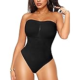 KUMAYES Strapless Shapewear Bodysuits for Women -Thong Body Shaper Tummy Control Tube Top Leotard with Removable Straps