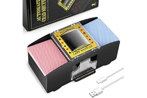 Nileole 2 Decks Automatic Card Shuffler, USB-C/Battery-Powered Hybrid Model Shuffler for UNO, Phase10, Texas Hold'em, Poker, Home Card Games, Blackjack, Party Club