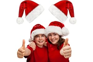 KORTES 2/4/10 Pack Plush Santa Hat for Kids, Children and Toddlers - Christmas Hats