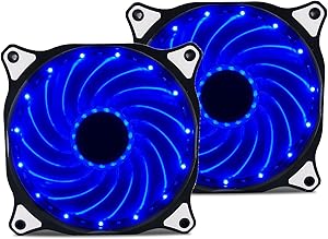 Vetroo 120mm Blue 15-LEDs Cooling Fan for Computer PC Cases, CPU Coolers and Radiators, 2-Pack