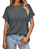 AUTOMET Womens Summer Tops Oversized Short Sleeve