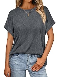 AUTOMET Womens Summer Tops Oversized Short Sleeve