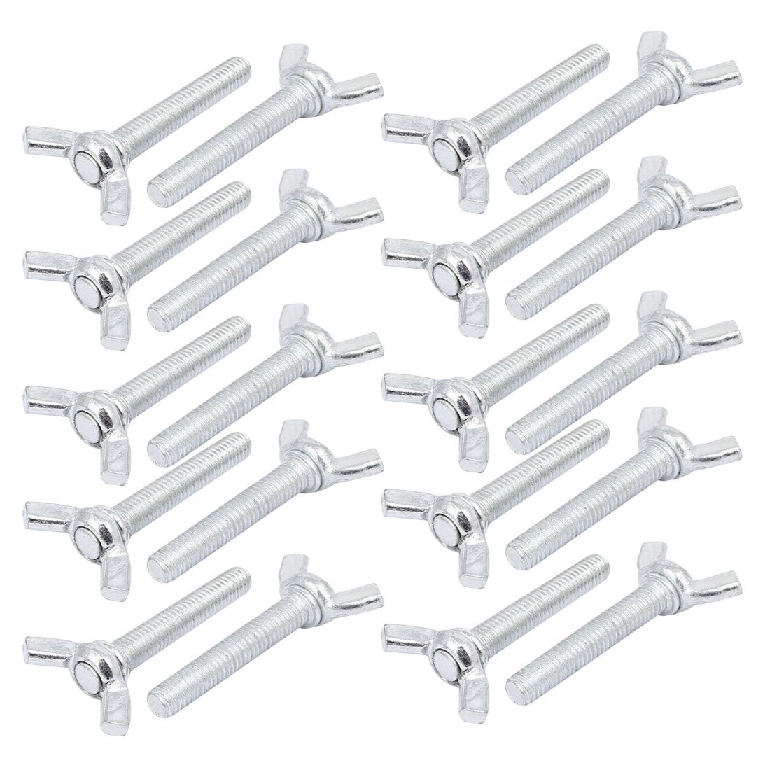 Sourcingmap M6x35mm Thread Metal Butterfly Wing Nut Metric Screws Bolt 20pcs