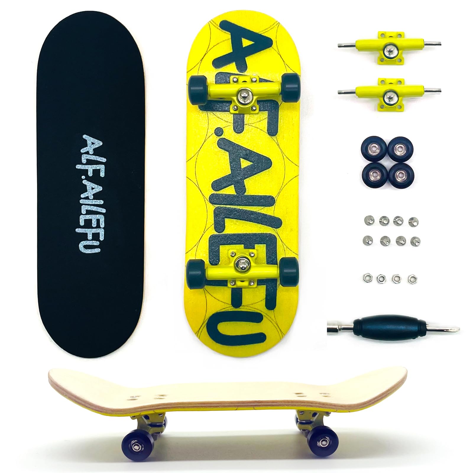 Pro Fingerboard 32mm Wooden Board Professional Finger Skateboard Trucks CNC Wheels with Bearings (AILEFU)