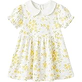 pureborn Baby Toddler Girl Dress Short and Long Sleeve Cotton Playwear Dresses 0-6T