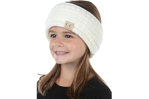 Funky Junque Exclusives Kids Ear Warmer Headband – Fleece Lined Winter Ear Wrap for Toddler Girls & Boys, Cozy Knit Head Warmer & Earmuff Headband for Cold Weather - Ivory