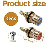 Eophmi Ceramic Tap Cartridge 1/4 Turn 2 Pcs Replacement Brass Golden view 2