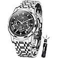 OLEVS Men's Luxury Watch Waterproof Luminous Easy Read Chronograph Watches Full Gold/White Dail/Black Face with Calendar Wristwatch