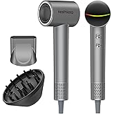 Hair Blow Dryer with Diffuser: 1500W High-Speed Brushless Motor 500M Ionic Technology, Thermo-Control Low Noise for Curly, Straight & Damaged Hair, Home Travel Salon