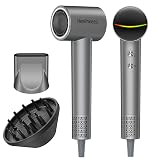 Hair Blow Dryer with Diffuser: 1500W High-Speed Brushless Motor 500M Ionic Technology, Thermo-Control Low Noise for Curly, Straight & Damaged Hair, Home Travel Salon
