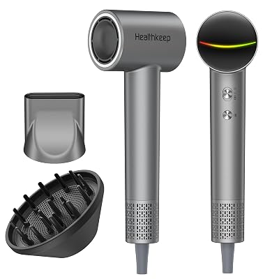 Hair Blow Dryer with Diffuser: 1500W High-Speed Brushless Motor 500M Ionic Technology, Thermo-Control Low Noise for Curly, Straight & Damaged Hair, Home Travel Salon