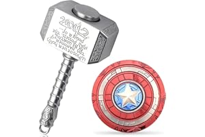 GAMTEC Mini Hammer Fidget Spinners Metal with Star Fidget Finger Spinner Toy, Fidget Keychian Chain Ring Cool Gadget Spinning Top Toy Focus Fingertip Gyro Stuff Gifts for Kids Adults (2 Pack)