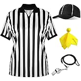 Vivrerizo Referee Shirt for Adult - 4 Pcs Referee Costume Ref Jersey Costume Set for Football Umpire Halloween Cosplay