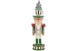 MACKENZIE-CHILDS Decorative Nutcracker Figurine, Wooden Nutcracker Christmas Home Decor, Check It Out Teacup