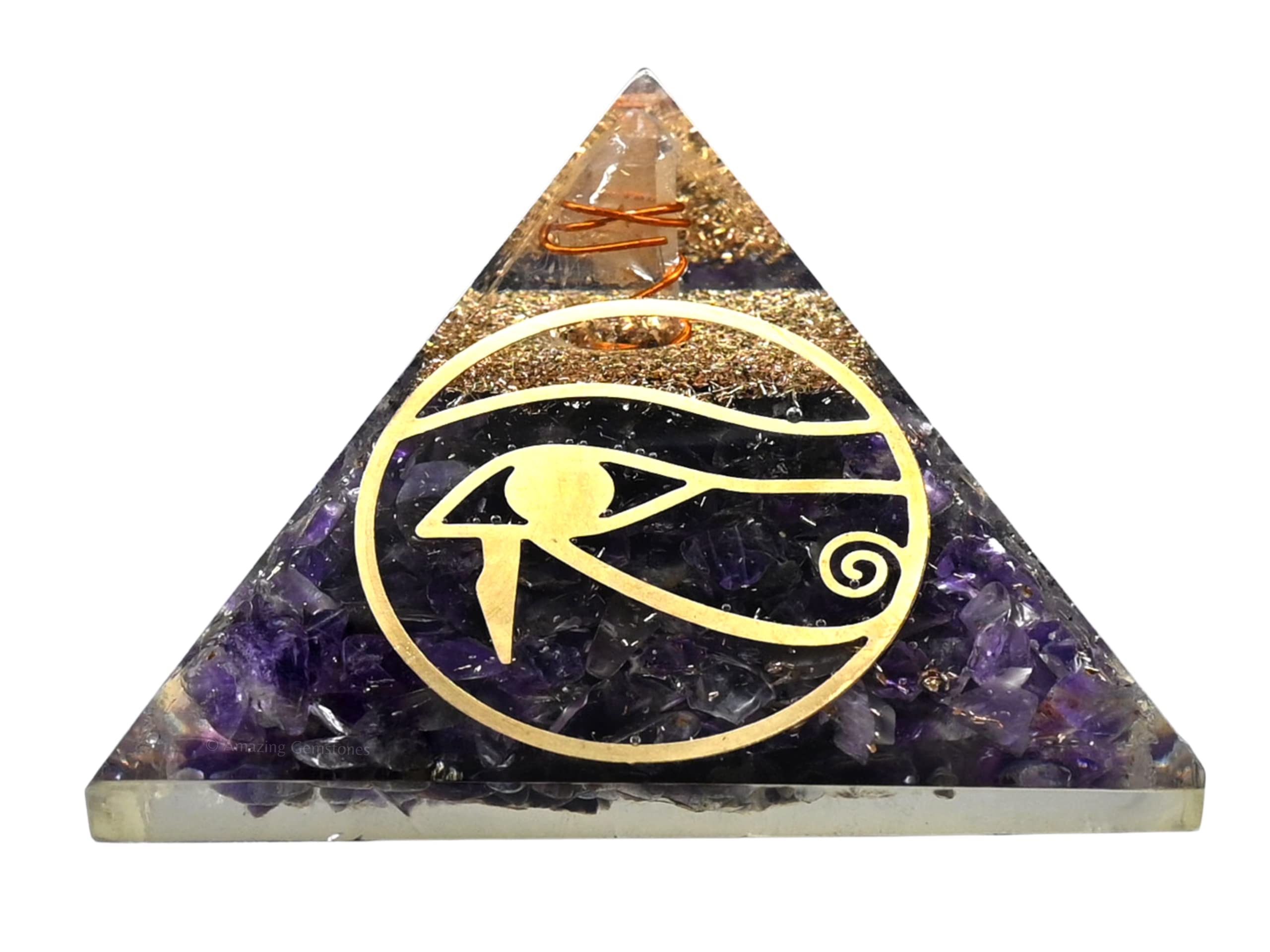 Large Orgone Pyramid | Amethyst Pyramid Crystal | Eye of Horus Orgonite Pyramid | Organ Pyramids Positive Energy Healing