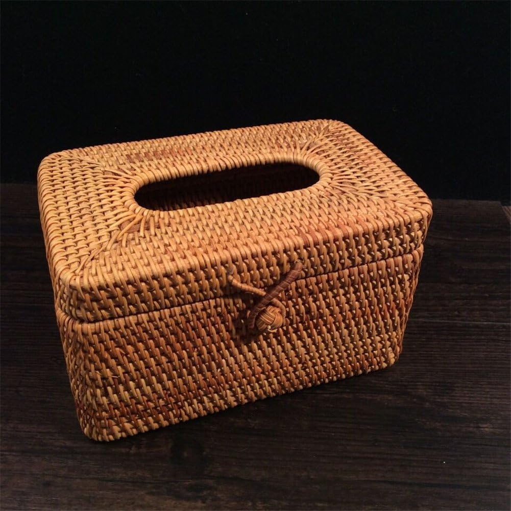 Simonshop Natural Rattan Tissue Box Cover Eco-friendly Hand-woven Home Office Car Paper Towel Box / Napkin Dispenser (square)