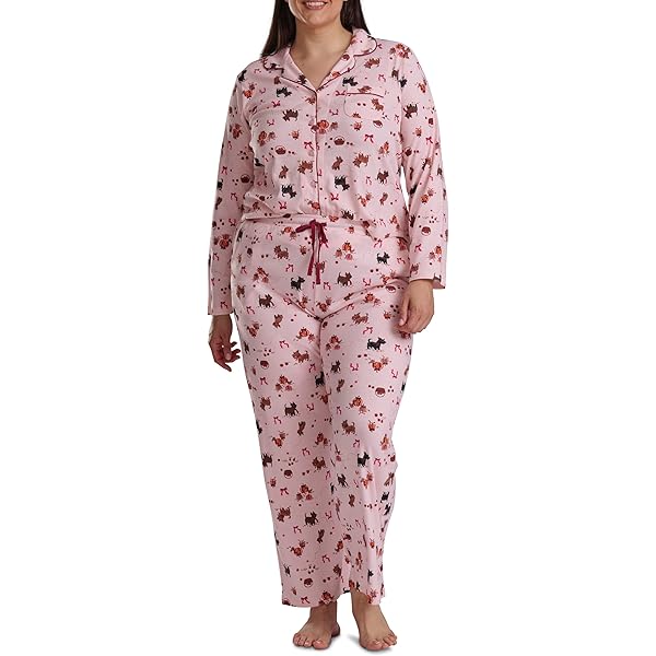 Karen Neuburger Pigiama Da Donna In Flanella Con Henley A Maniche Lunghe E Slip Comodo - Blu, Taglia S