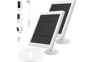 FEHUATENDA Solar Panel Outdoor for Ring Cameras (White 2P) Spotlight Cam Plus/Pro(Battery) Stick Up Cam/Pro Wireless Outdoor with 10FT/3M Long Cable Dustproof Waterproof