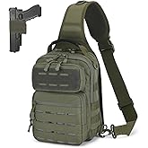 HUNTVP Sling Bag for Men Concealed Carry Bag Tactical Sling Bag Crossbody Molle CCW Chest Pack Backpack EDC Military Shoulder Bag with Holster & Accessory Slots, Army Green