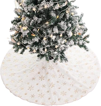 Amazon Taippan 年クリスマスツリースカート クリスマス飾りサンタクロース 足元 スノーフレーク 円形 可愛い ツリースカート 豪華ベースカバーオーナ メントインテリア 雪 屋内屋外飾り 下敷物 雰囲気 クリスマスパーティー ゴールデン 90センチメートル
