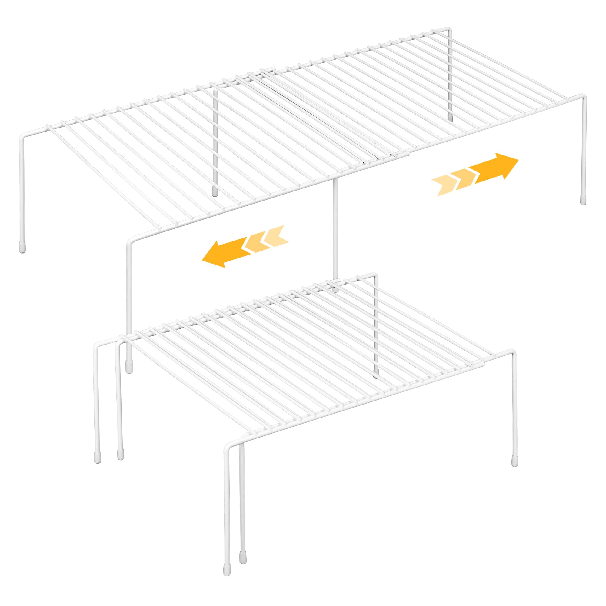 Photo 1 of AmaQueen 2 Pcs Expandable Shelf Organizers for Cabinet Closet Cupboard, Adjustable Fridge Shelves Freezer Rack Refrigerator Single Shelf, Extender Plate Shelf for Kitchen (White)