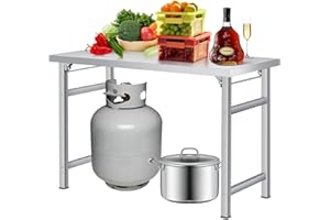 Stainless Steel Worktable 48x24 Inch, Folding Commercial Prep Table, 520 Lbs Load, Heavy-Duty Folding Metal Table with Adjust