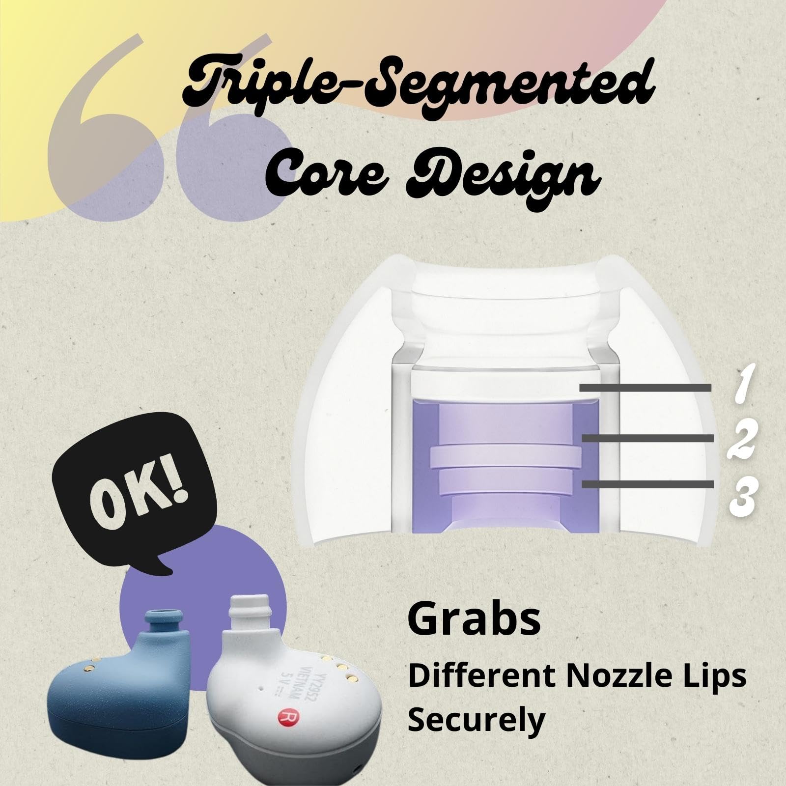 SpinFit Omni for True Wireless Earbuds & IEMs - M -Patented Silicone Eartips for Replacement (1 Pair) (3.7 mm Nozzle Dia.)