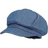 ILUFAM Women’s Denim Newsboy Cap Visor Beret Hat Cabbie Cap