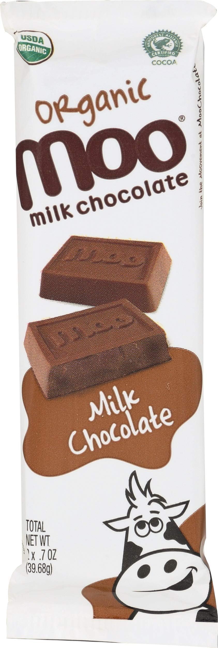 Moo Organic Chocolate, Bar Milk Chocolate Mini Organic, 1.4 Ounce, 2 Pack