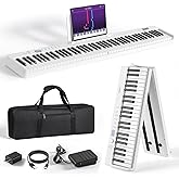 AiJoy Portable Piano Keyboard 88 Keys Semi-Weighted Keyboard Piano | Foldable Keyboard Piano with Built-in Speakers/MIDI, Long Battery Life Electric Piano for Beginners