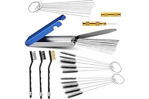 Alrens Carburetor Cleaning Kit, Carburetors Carbon Dirt Jet Remove Cleaner Tool, Including 13 Wires Cleaner Tool, 10 Nylon Br