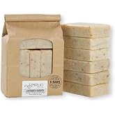 SIMPLICI Lavender Garden Natural Soap (exfoliating + pure essential oils) 6 Bar Value Bag. Palm Free.