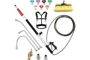 VEVOR 25 FT Pressure Washer Telescoping Wand, with Power Washer Extension Wands & High Pressure Hose, Brush Head, 7 Nozzles, 
