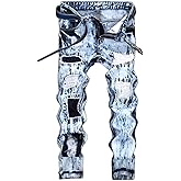 DSDZ Men's Colorful Ripped Holes Straight Fit Jeans