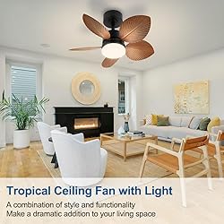 DAKASON Tropical Ceiling Fan with LED Light and 5