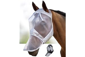 Harrison Howard CareMaster Horse Fly Mask Full Face No Ears Moonlight Silver Large Full Size
