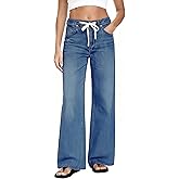 MARIASHA Wide Leg Jeans for Women Trendy High Waist Stretchy Baggy Jeans Women Drawstring Denim Pants