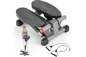 SIRHOME Mini Steppers for Exercise, Stair Stepper with Resistance Bands, Stepper with 330LBS Loading Capacity, Stepper Exercise Equipment with Resistance Bands for Full Body Workout with LCD Monitor