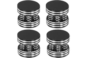 CYOIDAI Audio Isolation Plaform Pads Feet Stand Spikes for Record Players/Subwoofer/Turntable/Amplifier/Speaker/Recorder (Solid Aluminum Alloy+Rubber mat +Spring, 44x40mm Black,4-Pack) (Black)