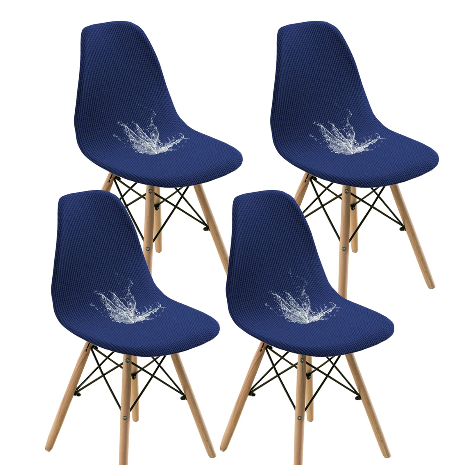 Bestenrose Water Resistant Shell Dining Chair Cover Jacquard Stretch Armless Chair Slipcovers Removable Washable Seat Cover for Kitchen Banquet Home Hotel Side Chairs Slipcover (set of 4, Navy)