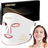 YOEYOU Red Light Therapy for Face, 850nm Near Infrared LED Face Mask, 4 Light Modes, Portable Rechargeable Red Light Therapy Mask Skincare Device for Facial Rejuvenation