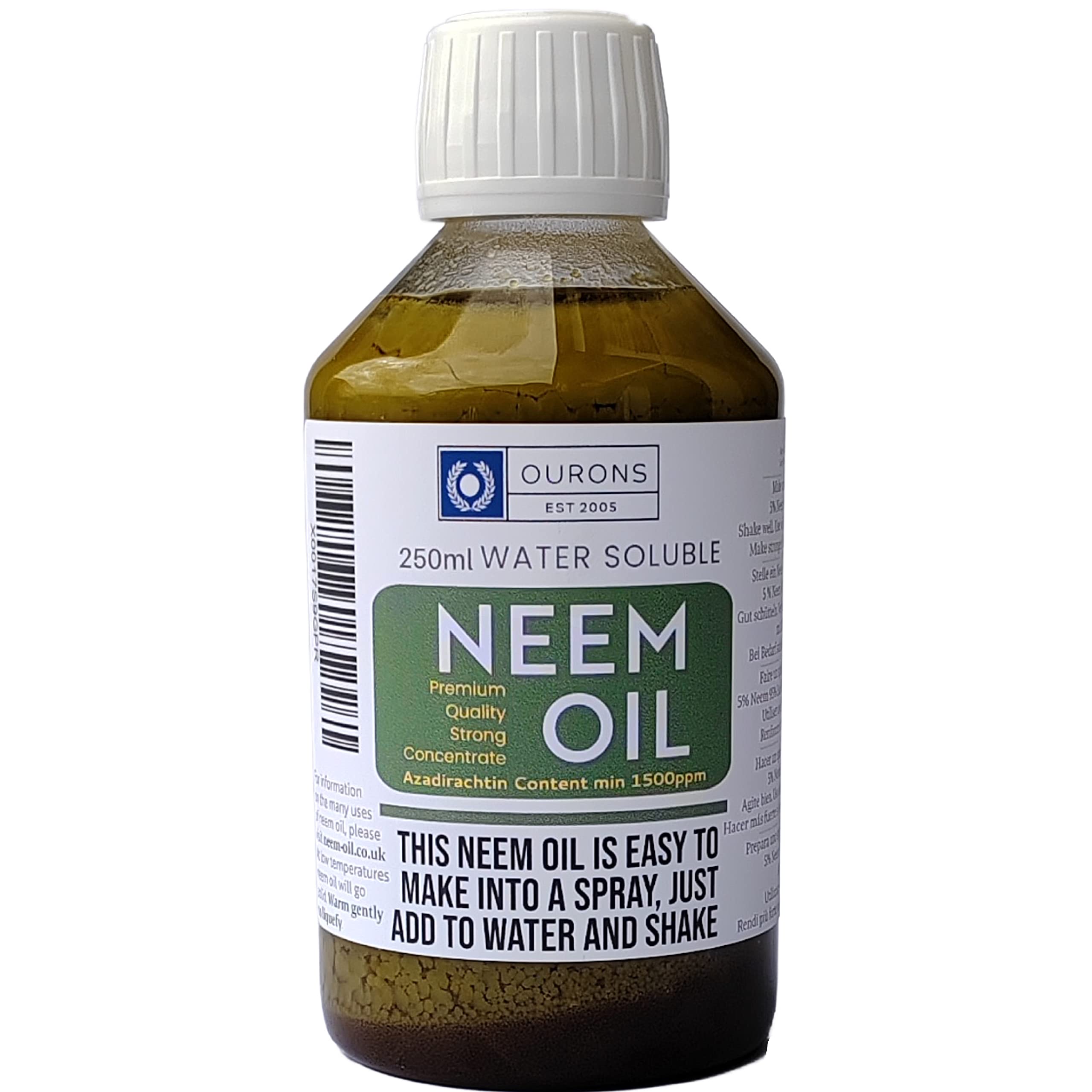 OURONS Water Soluble Neem Oil - Strong Concentrated - Dilute to make litres of neem spray