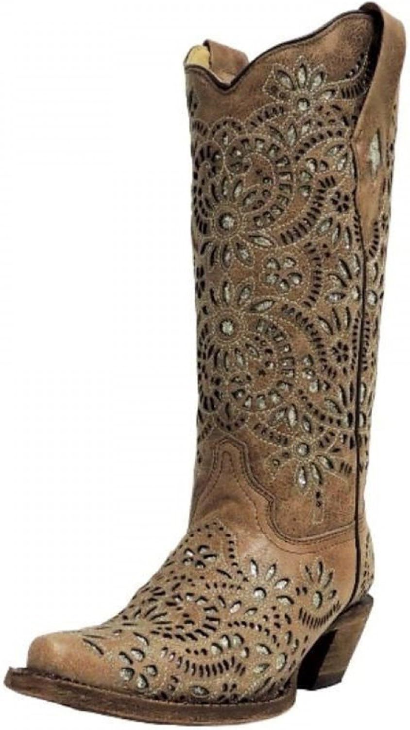 CORRAL Women�s Brown with Glitter Inlay and Embroidery