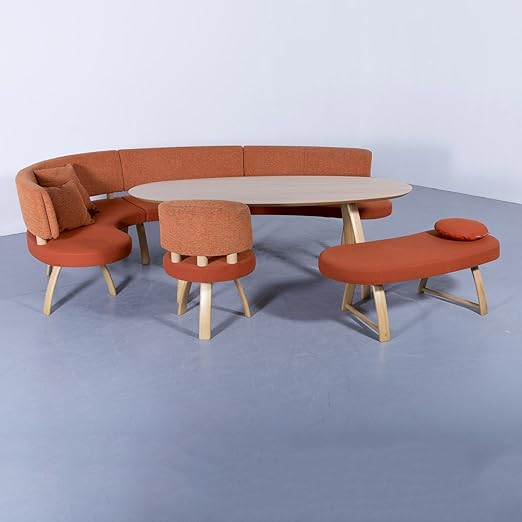 Amazon De K W Silaxx Sitzgruppe Orange Stoff Holz Eck Bank Stuhl Bank Holz Tisch Modern 4062