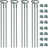 4.5mm Adjustable Length Plant Stake, Assembled (12 or 24 or 36 inch) Outdoor and Indoor Plant Support Poles for Flowers Marigolds Tomatoes Lilies Peonies Roses Daffodils Flower Clips (4 Sets, 16 Pcs)