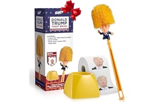 Trump Toilet Bowl Cleaner & Scrubber Set by Gagster – Democrat & Republican Bathroom Essentials Bundle – Trump Look-Alike Brush & 3-Ply Tissue Paper Roll – Top Political Gag Gift for Laughter