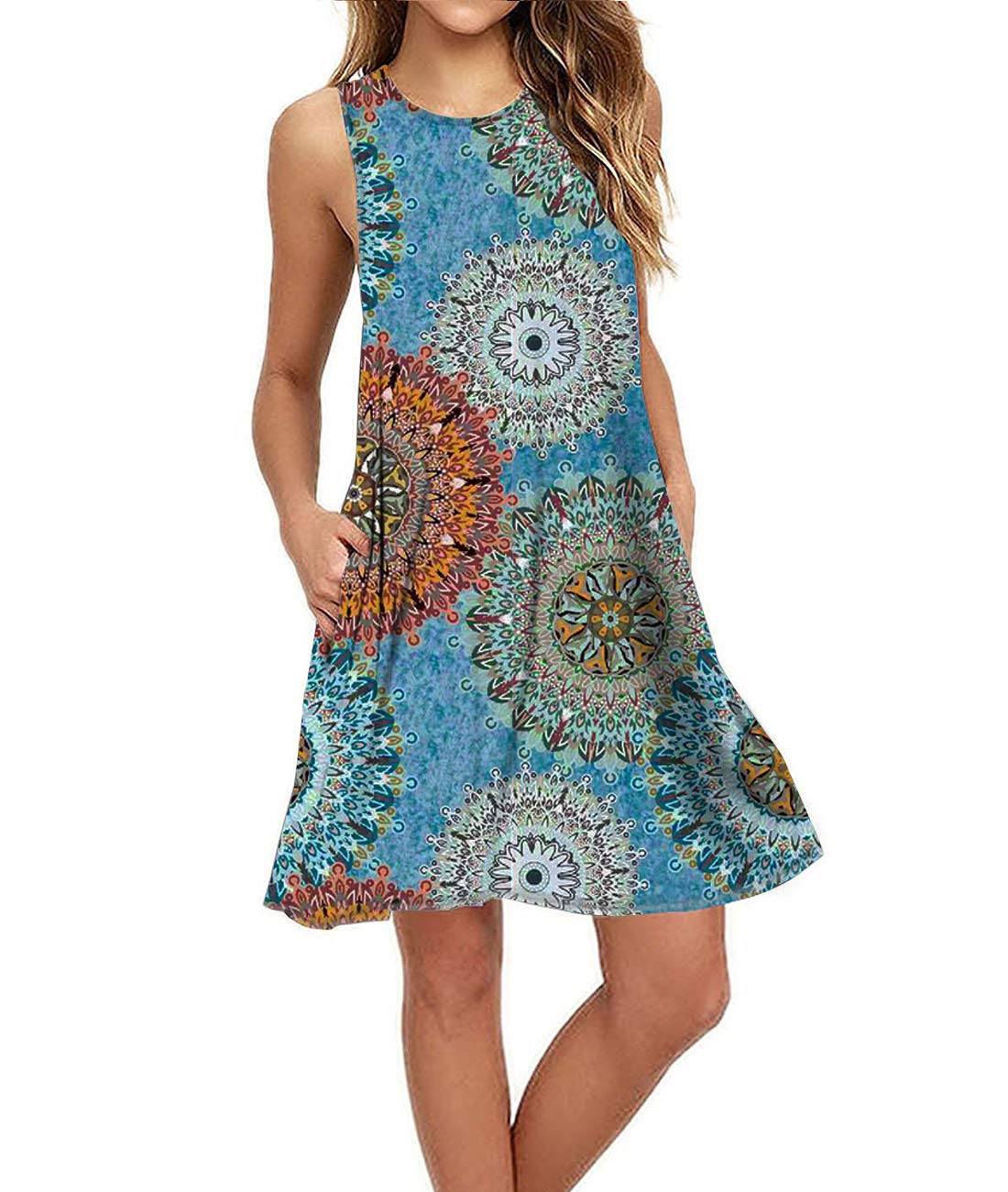 Photo 1 of Floral Dress for Women Swimsuit Cover Up Beach Dresses Floral Mixed Blue M