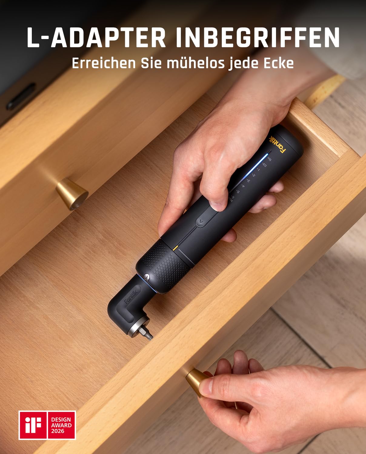 Fanttik S2 Pro 3,7V Elektroschrauber, Akku-Schrauberset, 7 Drehmoment (0,5 bis 6 Nm), 20 magnetische Bits, 1/4-Zoll-Sechskant-Aufnahme mit 90°-Adapter, geeignet für Möbel und Haushaltsreparaturen 4