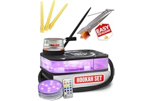 M. ROSENFELD Smoke Black Hookah Set - Premium Travel Hookah Portable And Bag For Travel - Flat Hookah One Hose Hooka Set With Charcoal Holder & Coal Cover- Portable Hookah Set for Travel - Hooka Shisha